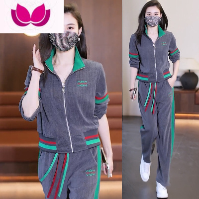 七斓休闲运动服套装女2023新款时尚洋气减龄显瘦卫衣阔腿裤套