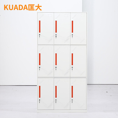 匡大更衣柜0.9米钢制窄边铁皮储物柜九门更衣柜KD-GGQT90