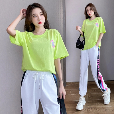 语弟休闲运动套装女2021夏装新款时尚嘻哈潮牌宽松休闲短袖两件套