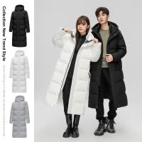 男装户外羽绒服男女同款情侣长款过膝休闲运动连帽面包服外套