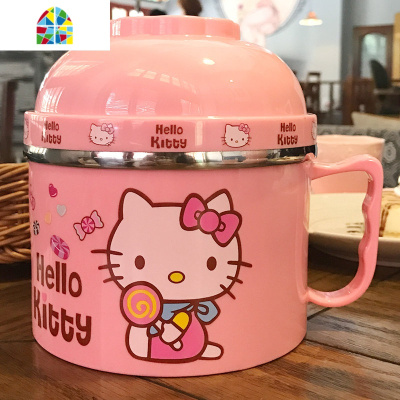 可爱卡通小学生儿童不锈钢保温饭盒便当盒碗筷套装防烫带盖泡面碗 FENGHOU 红色不倒翁限量版小麦餐具