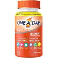 One A Day女士复合维200粒生素烟酸补锌补钙B族VC亮肤养颜增发美甲