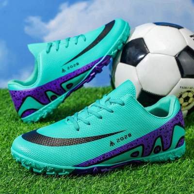 情侣款秋冬季新款彩色拼接运动轻便舒适透气户外缓震套脚pu足球鞋