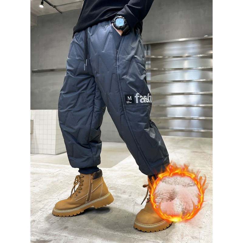 男童加绒裤子秋冬款羽绒棉棉裤新款中大儿童加厚冬季一体绒潮_854