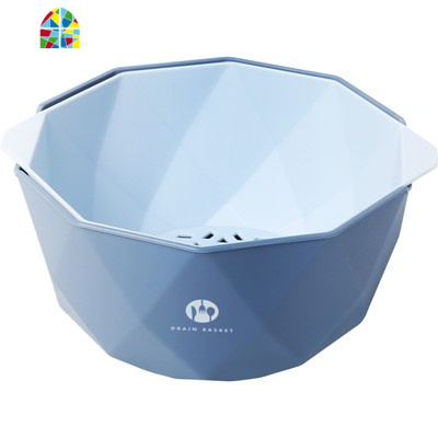 厨房创意圆形加厚家用双层清洗水果漏盘盆洗菜盆淘米篮小孔 FENGHOU 蓝色小号[双层加厚]洗菜篮洗菜篮