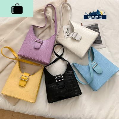 今年流行的仙女包包女2020新款潮韩版百搭单肩石头纹时尚腋下包NEW LAKE女士单肩包