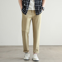 高端垂感直筒宽松九分裤春夏男士休闲裤纯色青年男装9分随性裤子