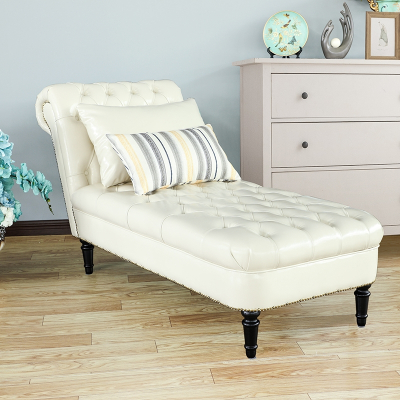 欧式古典贵妃椅法耐美式棉麻布艺拉扣贵妃榻法式客厅卧室懒人沙发躺椅