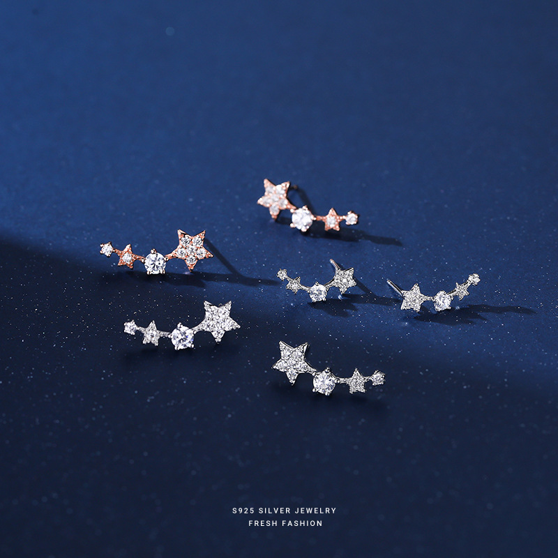 云小舒S925纯银饰品气质耳钉五角星耳饰韩版银饰源头直销一件代发送女朋友老婆情人节七夕生日礼物