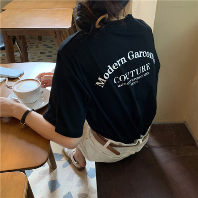 T恤女学生短袖上衣夏季新款韩版宽松百搭字母半袖体恤女潮