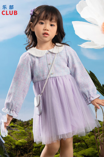 [1件3折]铅笔俱乐部童装2025年秋装新款女小童连衣裙儿童小香风网纱裙宝宝裙子