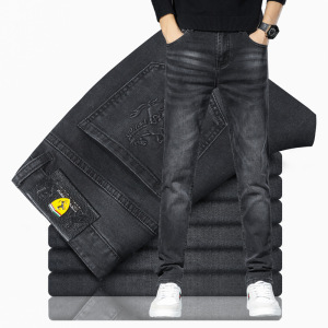 牛仔裤男直筒修身男式裤子小刺绣欧货潮牌牛仔裤子男四季款 JEANS
