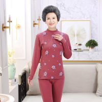 恒源祥彩羊秋衣秋裤女纯棉套装中老年人全棉打底保暖内衣女士毛衫