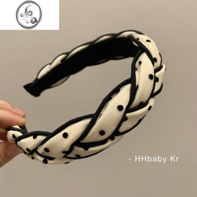 JiMi[HHBABY KR]韩国 高级感纱质波点麻花编织发箍小众发卡头箍