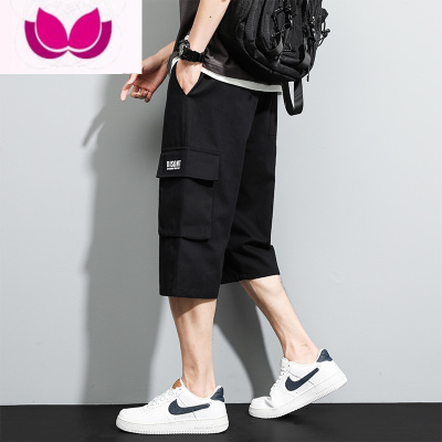 七斓工装七分裤男夏季休闲宽松直筒7分中裤男生外穿运动短裤潮牌
