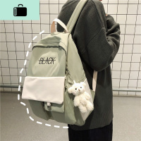 女书包韩版高中学生帆布原宿ulzzang初中生撞色背包大学生双肩包3NEW LAKE