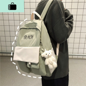 女书包韩版高中学生帆布原宿ulzzang初中生撞色背包大学生双肩包3NEW LAKE