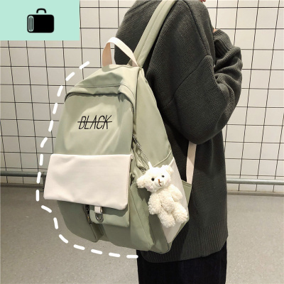 女书包韩版高中学生帆布原宿ulzzang初中生撞色背包大学生双肩包3NEW LAKE