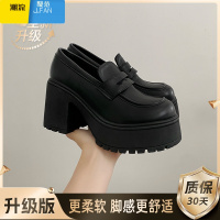 聚范夏季百搭厚底黑色小皮鞋女2024新款法式复古高跟玛丽珍鞋