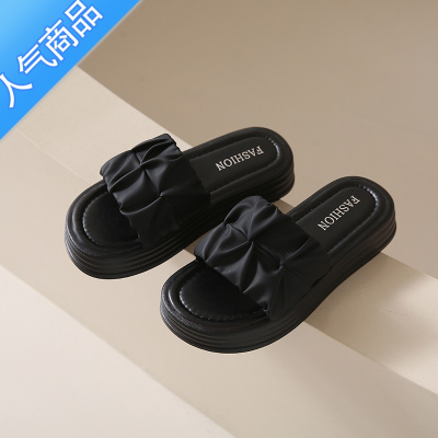 SUNTEK高级感凉拖鞋女夏外穿2023年新款厚底休闲沙滩凉鞋时尚一字拖