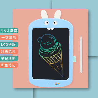 儿童液晶手写板可擦小孩写字板光能涂画板电子画画板大尺寸12寸蓝色兔子-彩色画笔-8.5寸