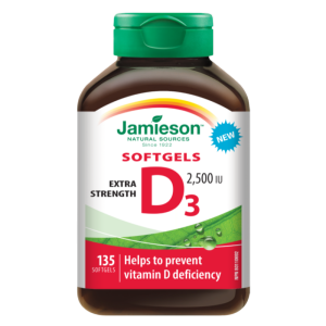 加拿大进口Jamieson健美生维生素d3 2500IU软胶囊135粒中老年维生素D送礼
