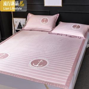 高端冰丝凉席三件套1.8m床夏季席子1.5米可水洗折叠夏1.2空调软席 三维工匠凉席/凉枕