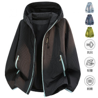 夹克男连帽春秋季新款上衣外套男宽松工装潮牌防风山系户外冲锋衣