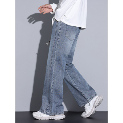 精致男士牛仔裤微喇男高级感美式高街复古简约水洗潮牌微喇裤新款