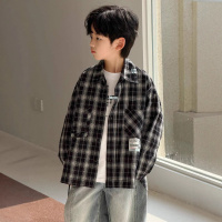 男童格子衬衫韩版儿童长袖上衣薄外套2026新款童装男孩衬衣