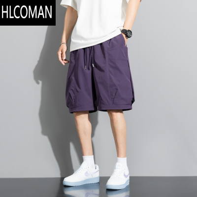 HLCOMAN工装短裤男潮流宽松大码运动裤子男款夏季薄款男生休闲五分沙滩裤