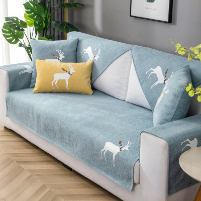木儿家居雪尼尔四季沙发垫简约现代防滑布艺扶手靠背盖巾防尘罩可定制