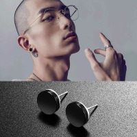 纯银耳钉男潮男生单只高级感新款个性黑色简约百搭冷淡风男士耳环送女朋友老婆情人节七夕生日礼物