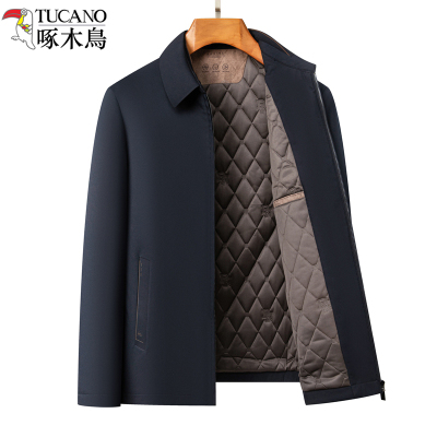 啄木鸟中老年棉服男秋冬翻领休闲爸爸棉衣轻薄小棉袄干部夹棉外套