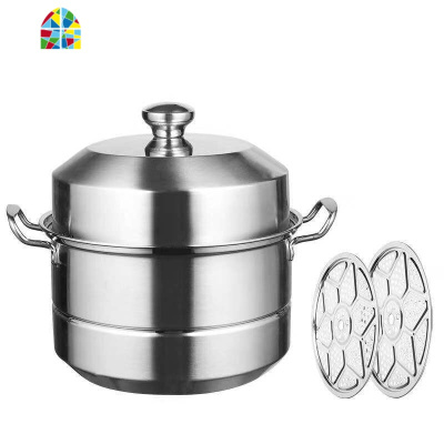 大蒸锅34 36 40cm商用不锈钢蒸锅大号2双层3蒸馍锅电磁炉 FENGHOU 特厚无磁36cm1.3mm