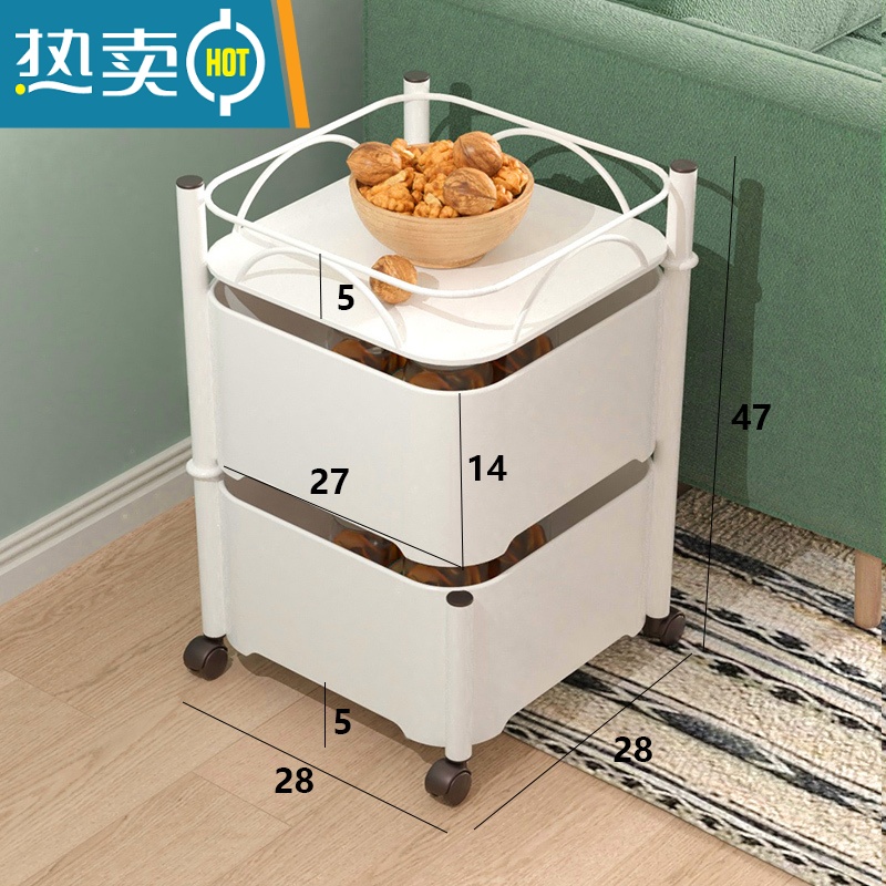 敬平旋转置物架小推车落地卧室婴儿多层厨房移动零食储物卫生间收纳架