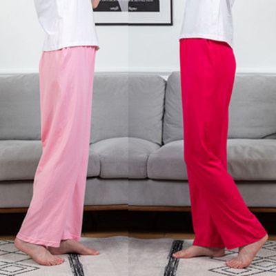 SUNTEK棉休闲睡裤女居家裤宽松春秋薄款直筒长裤男空调裤高腰家居色睡裤/家居裤