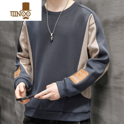 YANXU男士长袖t恤潮流宽松复古打底衫新款秋季男装春季百搭卫衣上衣服