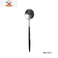 金色不锈钢西餐餐具具牛排刀叉子盘子套装刀叉勺三件套家用 敬平 黑银主餐勺