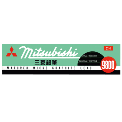 三菱(MITSUBISHI)日本进口uni9800铅笔盒装12支2H素描绘图学生书写美术用炭笔黑色