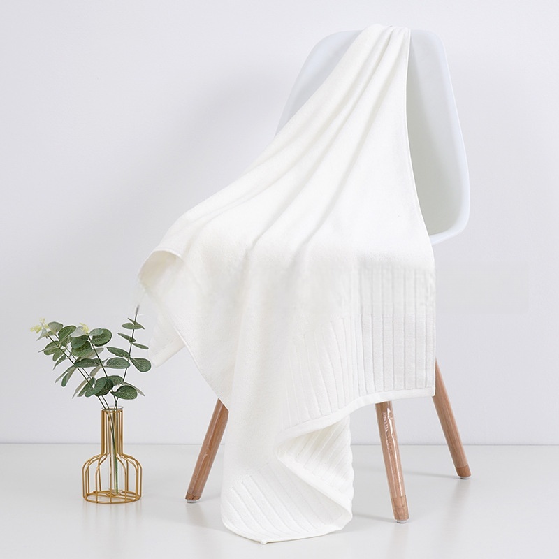 苏宁宜品素锦浴巾全棉白、黑、蓝、粉STB561