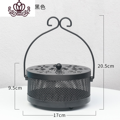 封后蚊香架创意鸟笼蚊香盘托多功能家用香炉盘香檀香接灰盘挂式蚊香炉防火带盖蚊香盒黑色香薰灯炉/器具