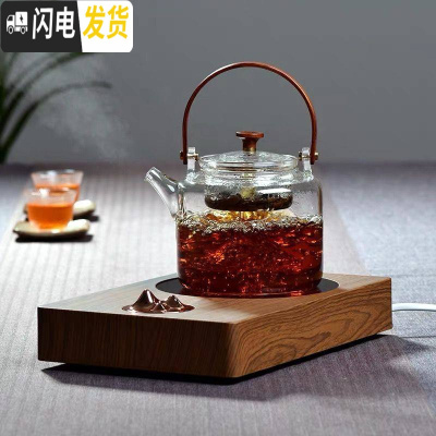 三维工匠玻璃煮茶壶加厚可高温蒸汽煮茶器家用烧水壶过滤泡茶壶电陶炉 蒸.茶壶(800)+观山电陶炉橡木色(1250茶具