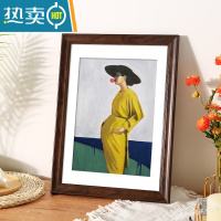 敬平木质相框挂墙a3A4纸画框4k八8K开水彩素描油画外框装裱12寸16框架 咖啡色 4开[可放38*53厘米]