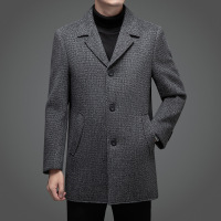 含桑蚕丝双面呢羊毛大衣男士加厚脱卸内胆中老年爸爸保暖羊绒外套