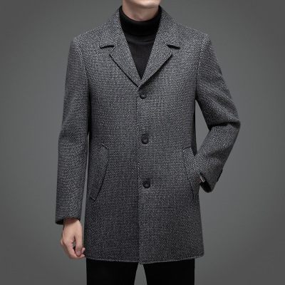 含桑蚕丝双面呢羊毛大衣男士加厚脱卸内胆中老年爸爸保暖羊绒外套