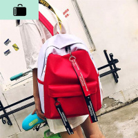 彩带帆布书包女韩版原宿初高中学生飘带双肩包校园撞色包街头百搭NEW LAKE