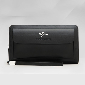 MKJ欧美时尚男士新款包盖式商务手拿包休闲双拉链大容量长款钱包可直放百元大钞