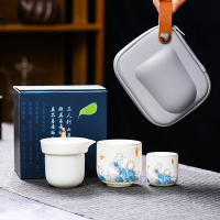 MULTIPOTENT整套功夫茶具羊脂玉瓷陶瓷旅行茶具套装精美礼盒装海浪清风快客