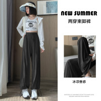 [1.5折价54元]唐狮春夏季休闲防晒裤女黑色裤脚抽绳两穿防晒裤休闲宽松束脚防晒长裤